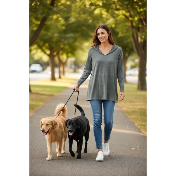 J. Jill Women's Lightweight Blue Heather Hoodie Size Medium - Picture 1 of 4